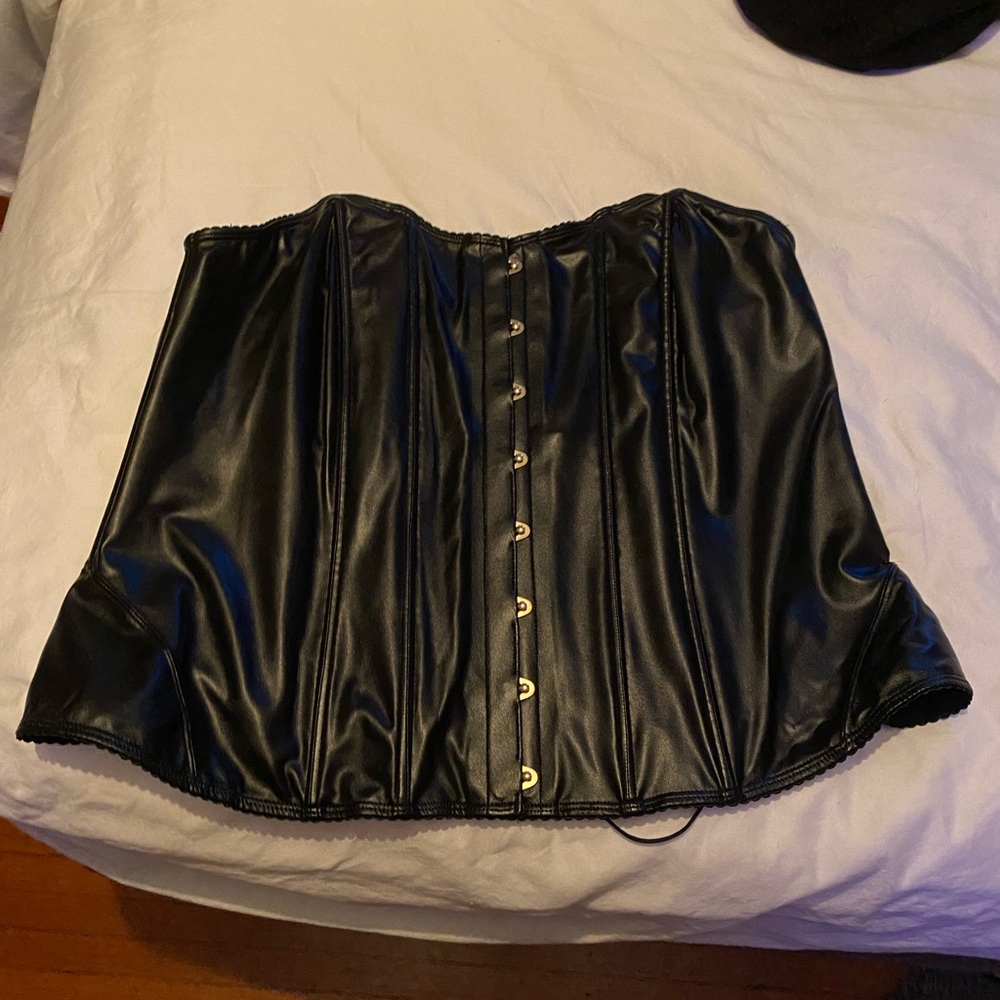 Torrid Black Faux Leather Lace-Up Corset